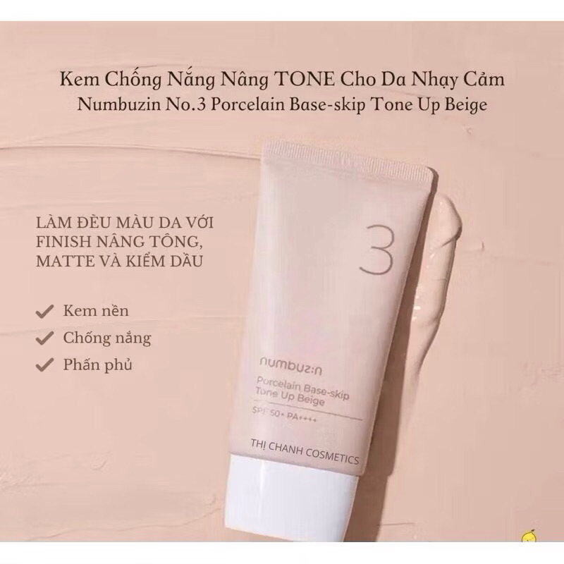 Kem chống nắng nâng tone Numbuzin No.3