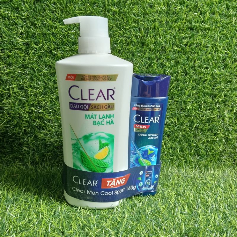 Dầu gội Clear bạc hà chai 630g Kẹp KM dầu gội Clear Men 140g