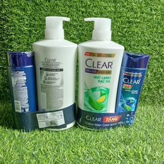 Dầu gội Clear bạc hà chai 630g Kẹp KM dầu gội Clear Men 140g