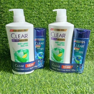 Dầu gội Clear bạc hà chai 630g Kẹp KM dầu gội Clear Men 140g