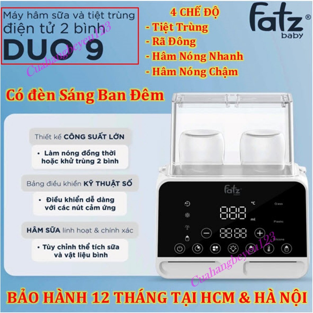 Máy hâm sữa tiệt trùng điện tử 2 bình Fatzbaby  DUO 9 FB3095KB / DUO 4 Fatz FB3095MX