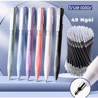 Combo 6 Bút gel + 49 ngòi thay thế Bút bi gel mực đen viết trơn màu, vỏ pastel xinh xắn dùng lâu dài cho học sinh