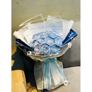 Hoa nhũ bó 16 bông xanh loang mẫu y ảnh shop chụp