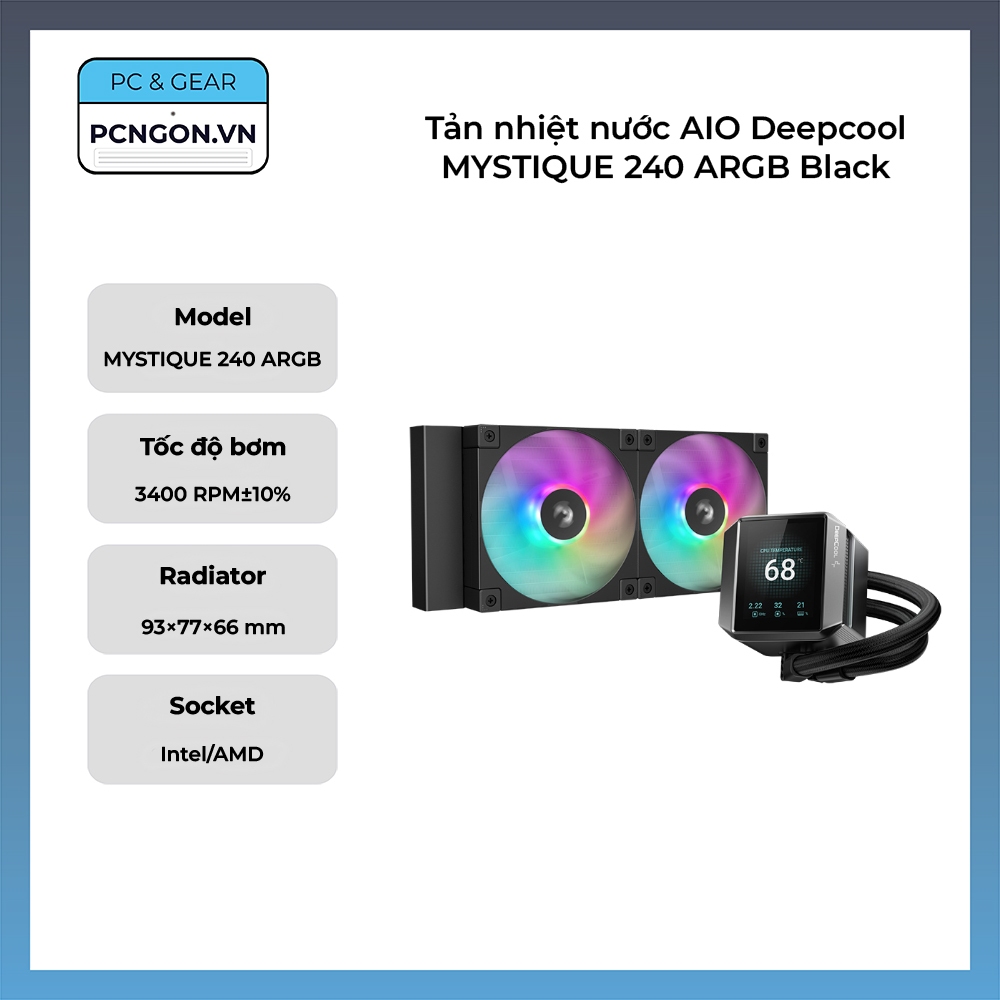 [PCNGON] Tản nhiệt nước AIO Deepcool MYSTIQUE 240 ARGB Black