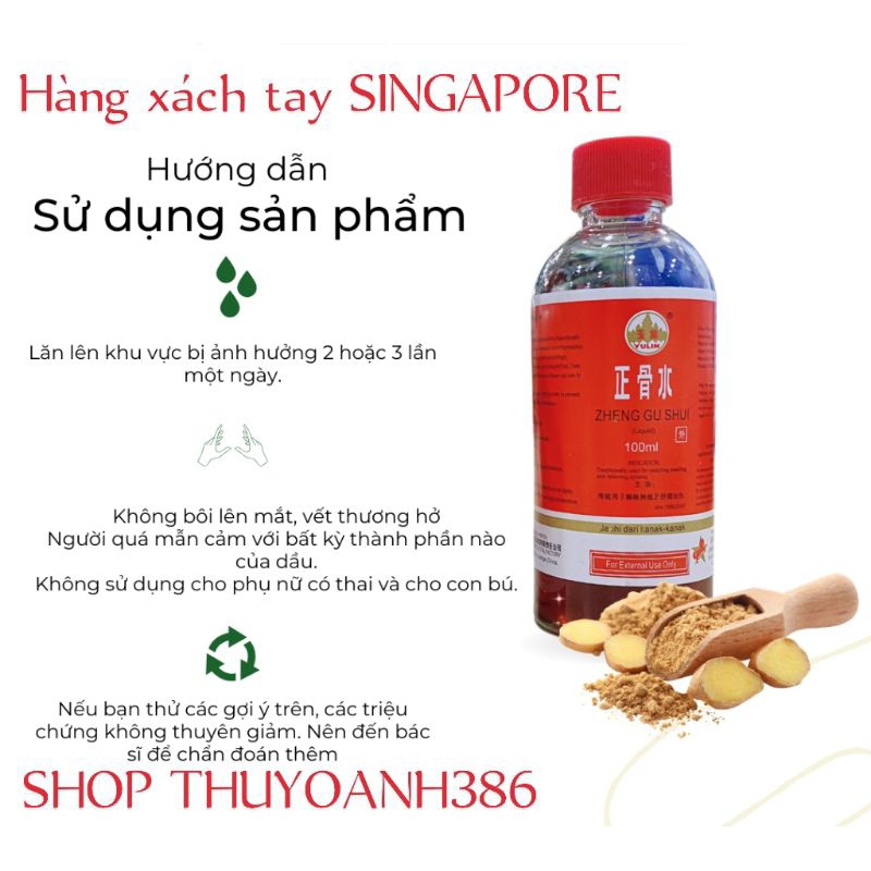 Dầu SINGAPORE YuLin Zheng Gu Shui –Dau xoa bop 100ml