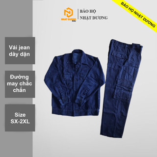 Quần áo jean xanh thợ hàn thợ điện Nhật Dương cao cấp, Đồng phục jean nam nữ thấm hút mồ hôi