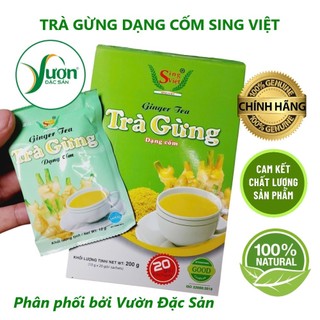 TRÀ GỪNG dạng cốm Sing Việt (Tùy chọn hộp xanh 200g - 20 gói x 10g, hộp vàng 100g - 10 gói x 10g)
