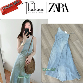 (Chính hãng size S )Váy maxi ZARA 5520/280/406 một bên vai sát nách màu xanh nhạt(kèm ảnh thật)