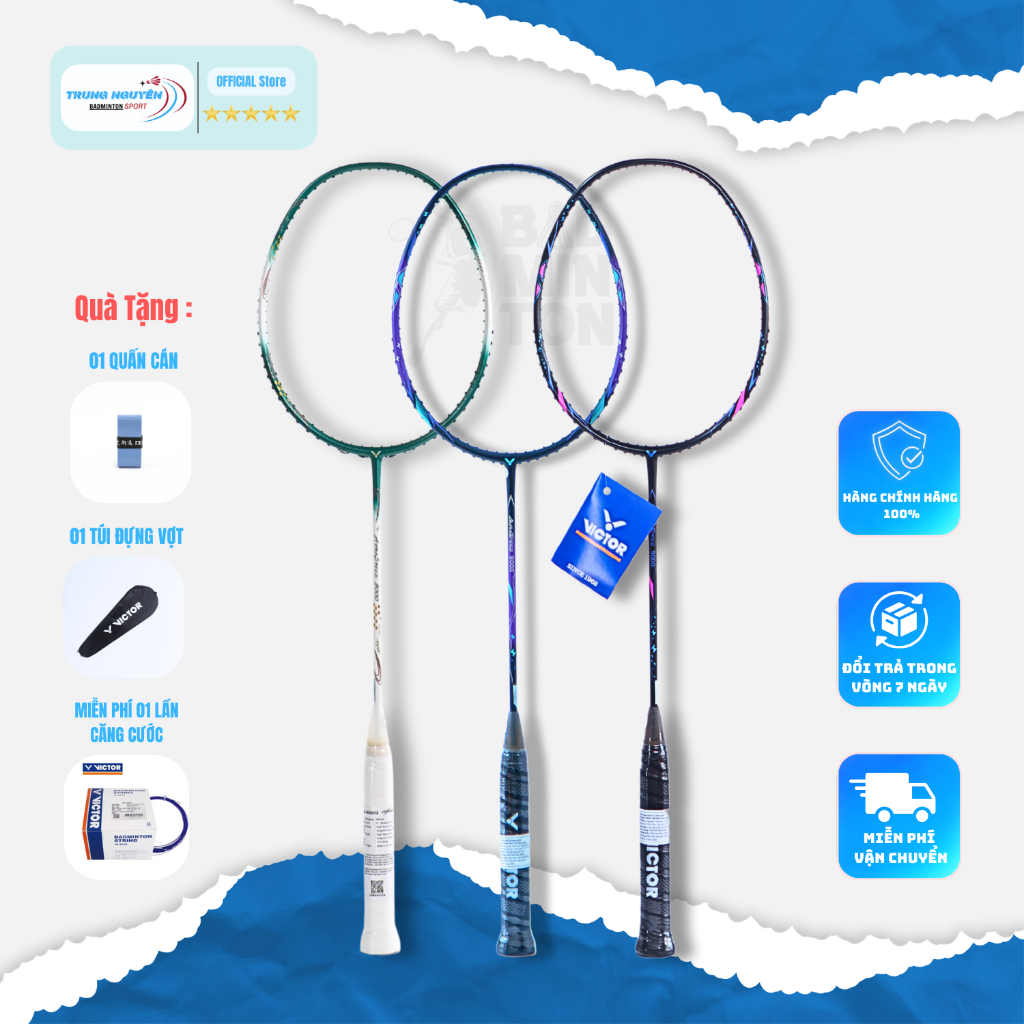 Vợt Cầu Lông Victor Auraspeed 9000 Chính Hãng Căng Sẵn Cước Victor 11Kg Tặng 1 Quấn Cán Kèm 1 Sợi Cư