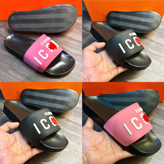 Dép lê nam ĐS QƯỜ ICON Lá bản màu Hồng size 36 tới 43 Slipper đế sóng quai cao su chữ nổi đẹp chất.