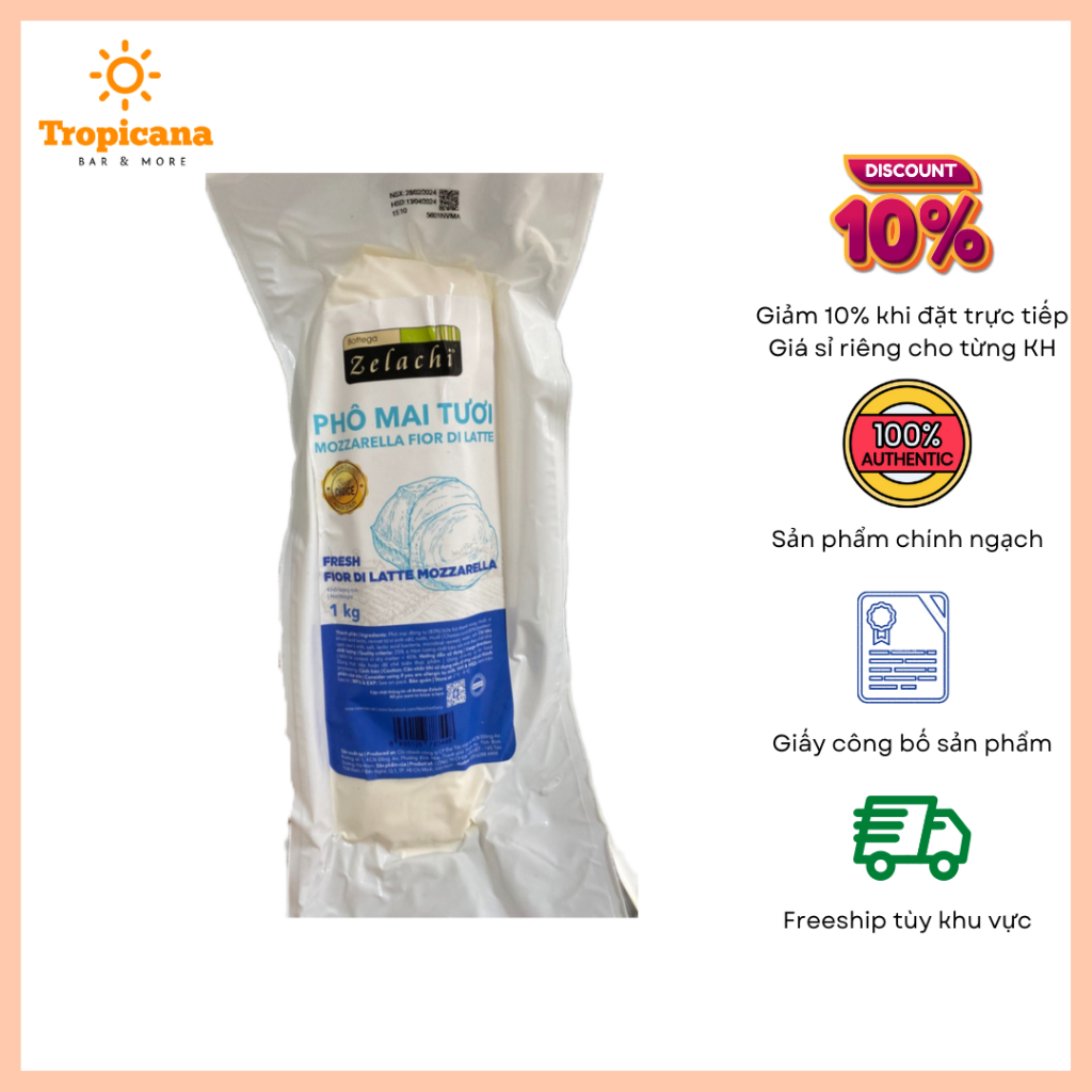 Phô mai tươi MOZZARELLA Fior Di Latte Bottega Zelachi 1kg