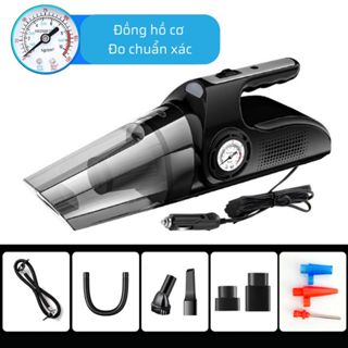 Máy Hút Bụi Ô Tô - Máy Bơm Lốp Ô Tô Đa Năng 4 Trong 1 - Hút Bụi, Bơm Lốp, Đo Áp Suất Lốp, Đèn Pin Chiếu Sáng .
