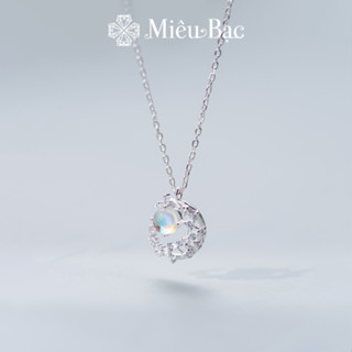  Dây chuyền bạc nữ Miêu Bạc vòng cổ đính đá hình mặt trăng moonstone chất liệu s925 phụ kiện trang sức nữ MD15 