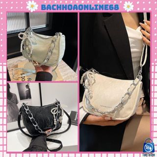 Túi xách nữ thời trang đeo chéo túi da nhung mềm tặng kèm móc nơ ngọc phối dây Xích Đại xách tay phong cách BHOL68 939