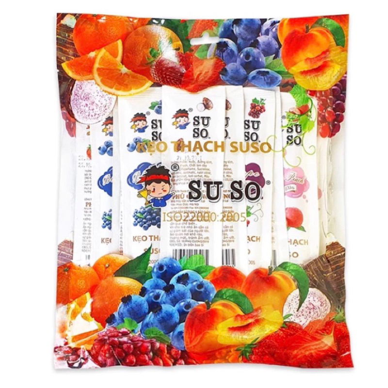 Kẹo Thạch SUSO Cây Dài FUCUCO Túi 24 Chiếc 780g Mix Nhiều Vị Trái Cây Dai Giòn Đậm Vị Trái Cây