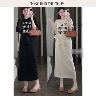 SET ÁO CỘC MIX CHÂN VÁY CHỮ STOP
