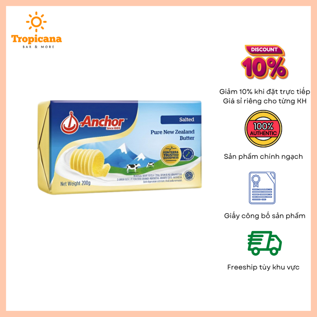 Bơ mặn lát Anchor - Gói 200gr