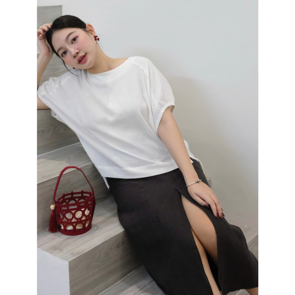 𝗠𝗔𝗬 𝗟𝗜𝗡𝗘𝗡 - - Áo cổ tròn tay liền linen (hình ảnh chính chủ)