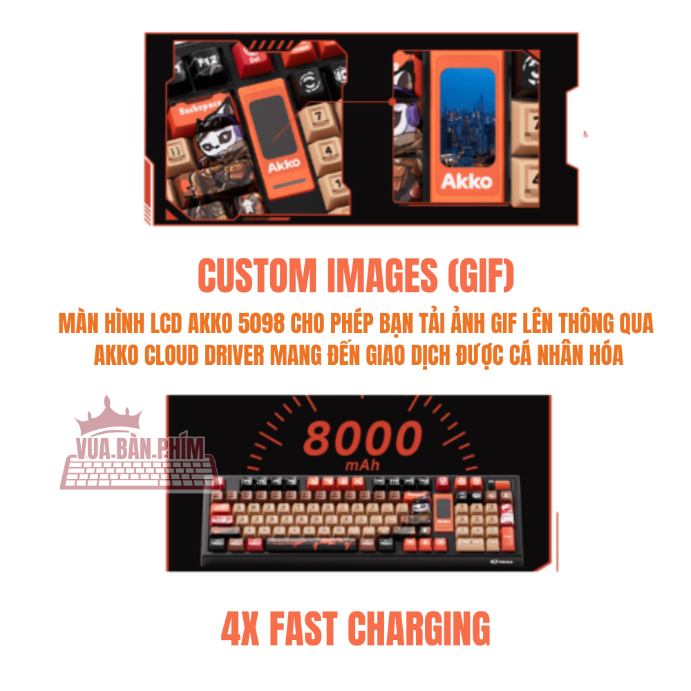 [HÀNG SẴN ] Bàn phím cơ không dây Akko 5098 |  5098B mạch xuôi, 3 mode , núm xoay, màn hình tft , led rgb, hotswap | BigBuy360 - bigbuy360.vn