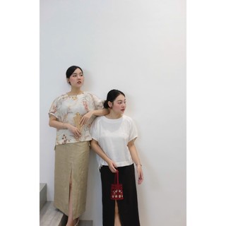 𝗠𝗔𝗬 𝗟𝗜𝗡𝗘𝗡 - - Áo cổ tròn tay liền linen (hình ảnh chính chủ)
