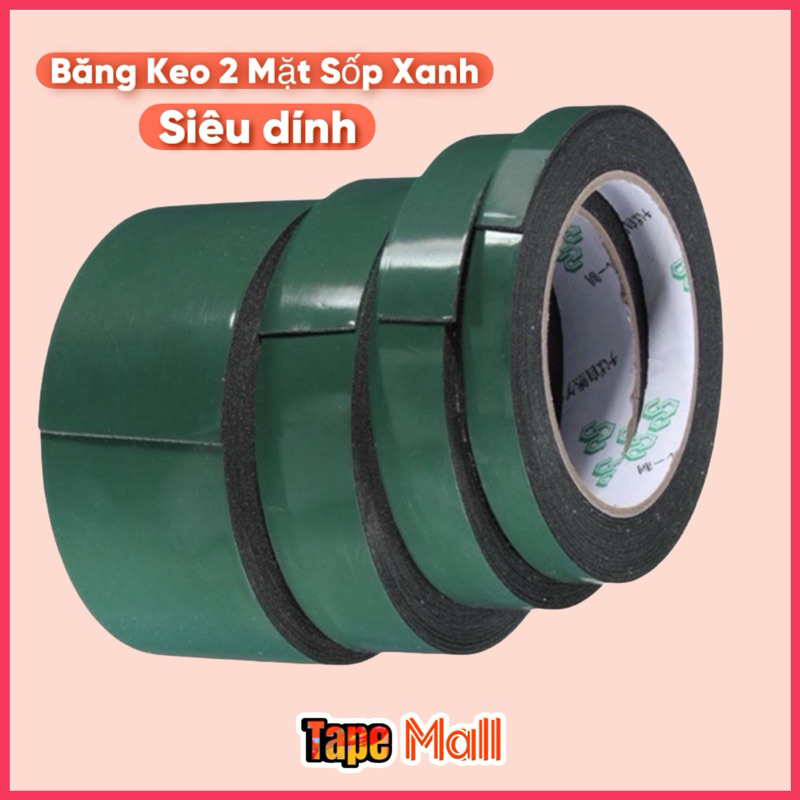 Băng dính xốp xanh 2 mặt siêu dai siêu dính đủ size 5cm x 2cm x 1cm [Tape Mall]