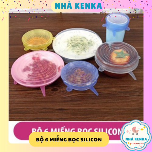 Bộ 6 miếng màng bọc thực phẩm silicon co giãn