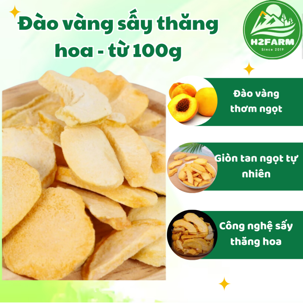 Đào Vàng Sấy Thăng Hoa - H2farm - Snack Food - Ăn Vặt Food - Giòn Tan