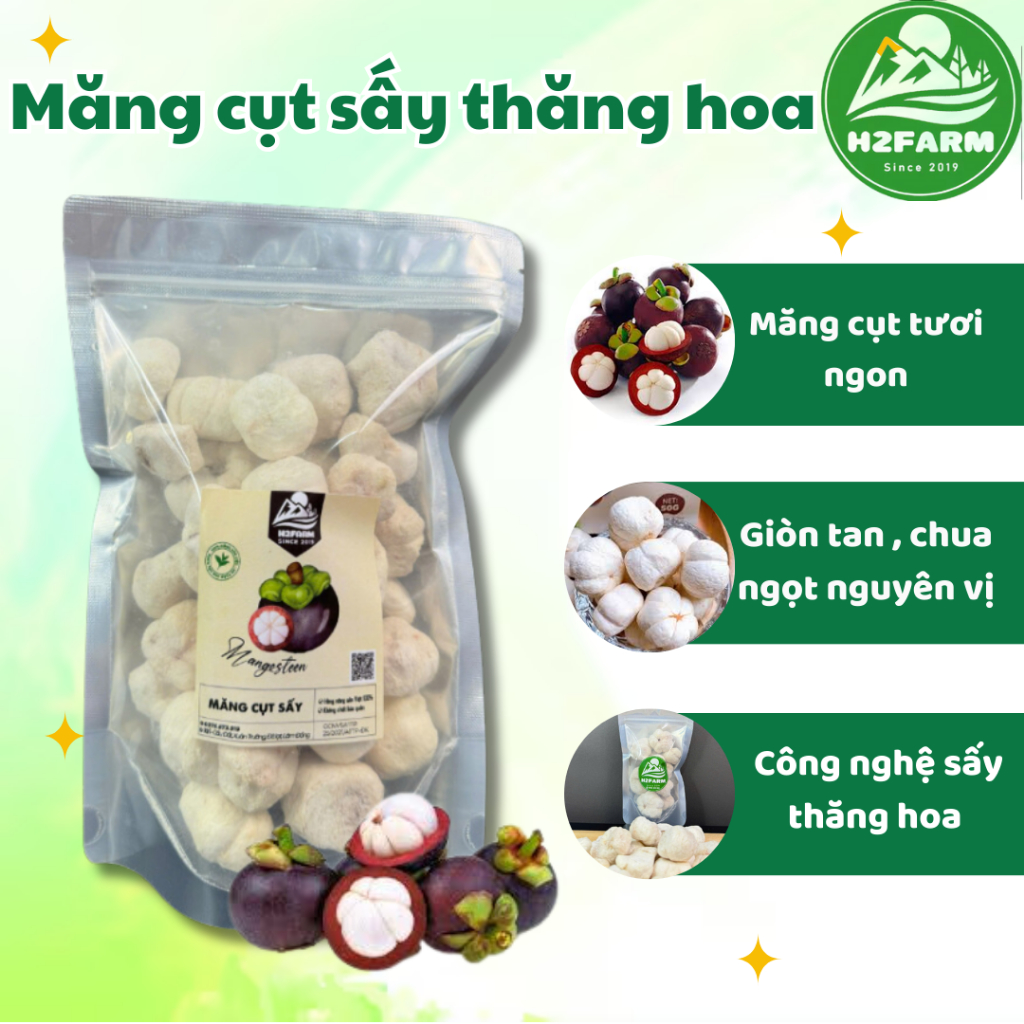 Măng Cụt Sấy Thăng Hoa Nguyên Vị - H2farm - Ăn Vặt - Giòn Tan - Snack Food Thức Ăn