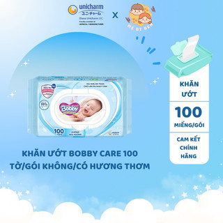 Khăn Ướt Bobby Care 100 tờ/gói không/có hương thơm