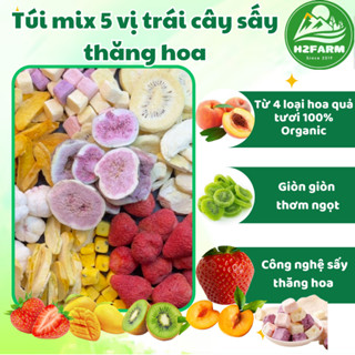 Set 5 Món Sấy Thăng Hoa, Dâu+ Kiwi + Đào + Xoài + viên Snack - H2farm - Ăn Vặt Food - Snack Food - Giòn cuốn
