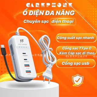   LOẠI XỊN TỐT   Ổ Cắm ổ điện Đa năng Chuyên Sạc Mọi Điện Thoại ,Tích Hợp cổng sạc ổ cắm điện sạc siêu nhanh -CarePhone 