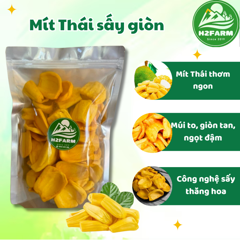 Mít Thái Sấy Giòn - H2Farm - Cánh Đầy - Giòn Tan- Ngọt Đậm - Snack Food Ăn Vặt Giòn