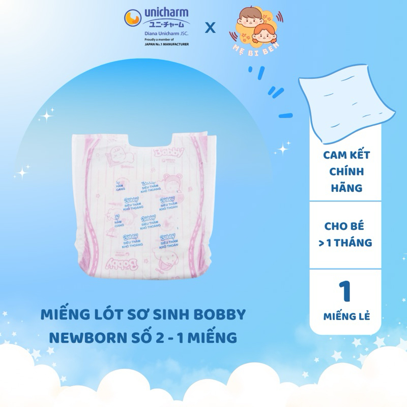 [Tách lẻ miếng] Miếng Lót Bobby Newborn 1 Miếng (cho bé dưới 5kg)