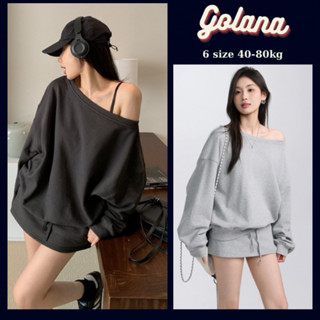 Áo sweater nữ trễ vai, lệch vai vải nỉ mùa thu đông mặc 2 kiểu Golana ( Có bigsize )