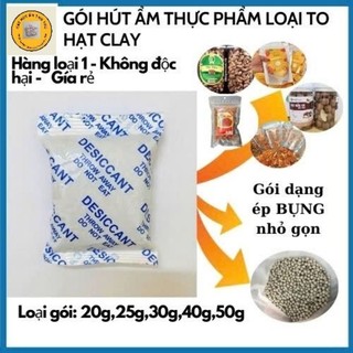 [GÓI TO ĐỘN HÀNG]Gói hút ẩm thực phẩm 1kg hạt Clay chữ XANH bảo quản thực phẩm khô, hạt dinh dưỡng chống ẩm mốc