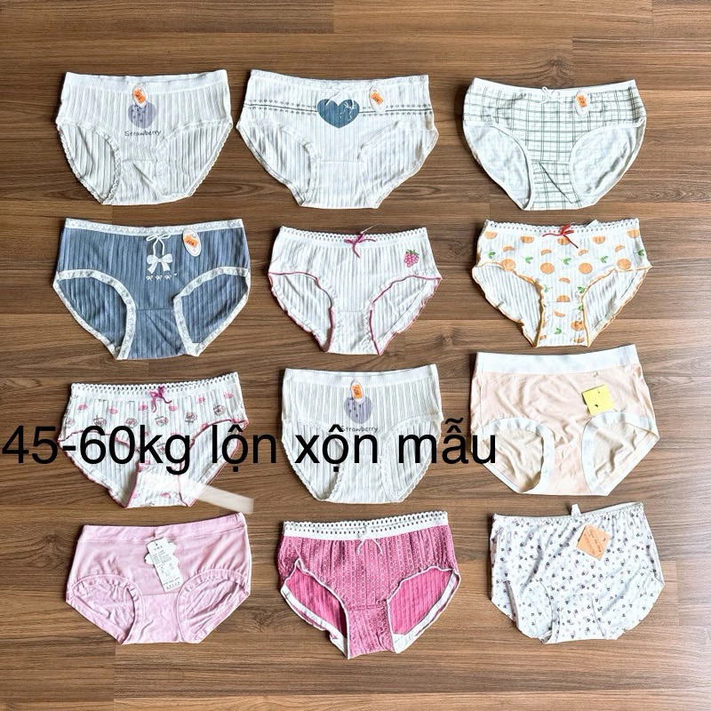 Xả 10 quần lót mẫu lộn xộn 45-60kg chất cotton, tăm