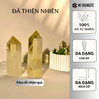 Trụ đá thạch anh vàng, trắng Clear Quartz citrine thanh tẩy năng lượng phong thủy Tarot, Reiki, thiền Mi Shungite