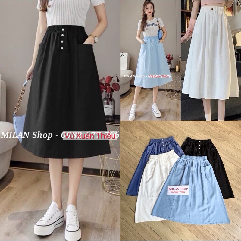 Chân váy xòe dài các kiểu mềm mát QC