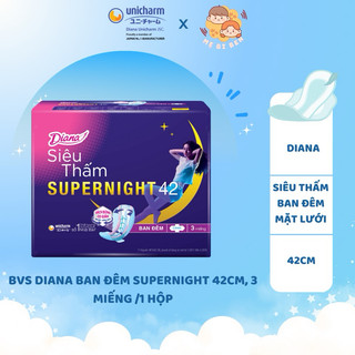 Băng Vệ Sinh Diana ban đêm Supernight 42cm, 3 miếng /1 hộp