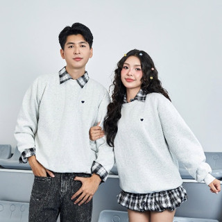  Áo Sweater Nỉ  Đôi Nam Nữ Thêu Hình Tiny Heart Dễ Thương LILA  Áo Thun Dài Tay Dáng Rộng Đồ Cặp Couple 