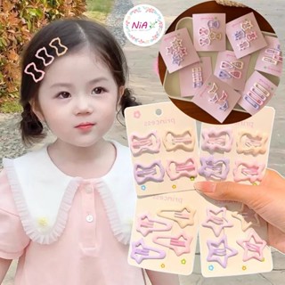 Set 4 kẹp tóc mái bấm nhí hình sao, tim, nơ, gấu màu pastel, cặp tóc dễ thương cho bé gái PK242