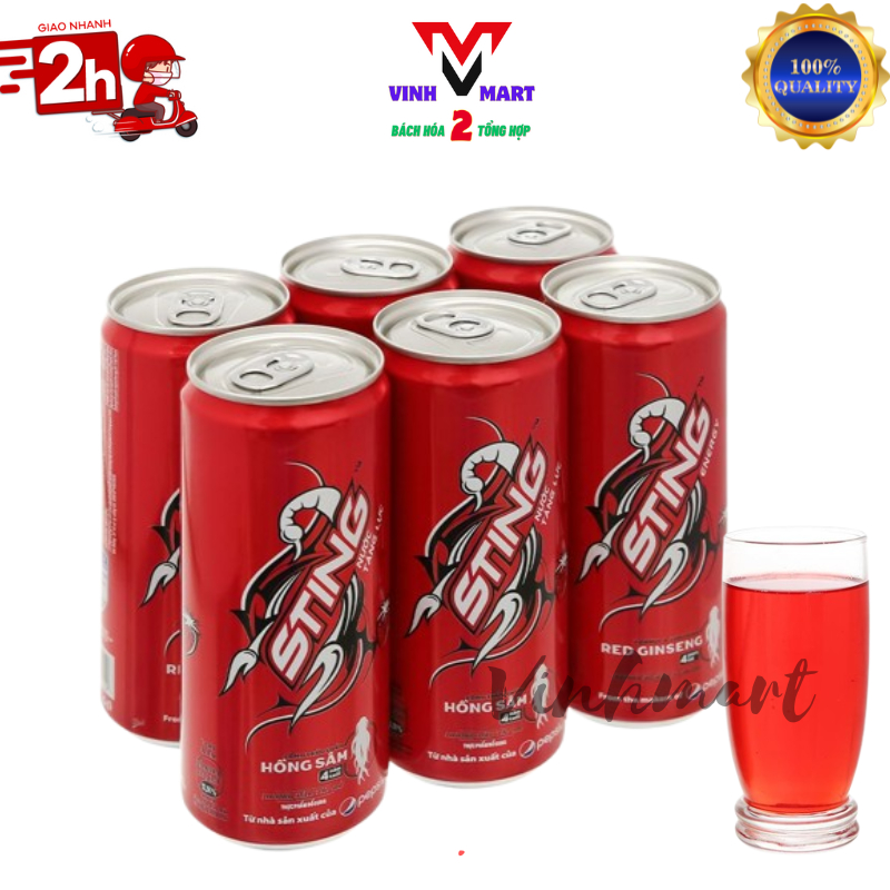 1 LỐC 6 lon nước tăng lực Sting hương dâu
