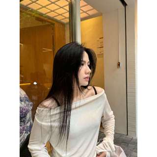 Áo dài tay trễ vai FRM chất thun nhuyễn xuyên thấu dài ôm body Freemoney Studio