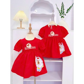 ( Hàng mới về ) Váy noel capybara babydoll thô hàn mẫu mới mùa giáng sinh 2024 cho bé xinh của mẹ