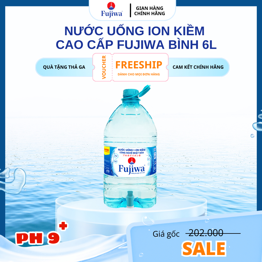 Nước Uống Ion Kiềm Cao Cấp Fujiwa Dạng Bình 6L Xách Tay Tiện, Nước ION Kiềm Cao Cấp