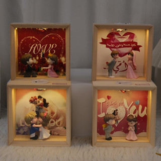 Hộp Đèn Khung Gỗ Cặp Đôi Tình Nhân, Tình Yêu, Có Đèn Led Decor, Quà Tặng Kỷ Niệm Ngày Cưới, Valentine, Noel