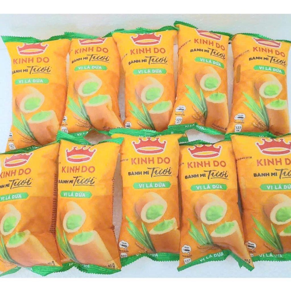 Bịch 10 cái Bánh Mì Tươi Kinh Đô Vị Lá Dứa/Socola 40 gram