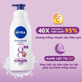 Sữa dưỡng thể Nivea dưỡng da ban đêm Extra White Night Nourish 200ml / 350ml (Chính hãng)