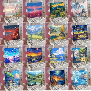  Tranh tô màu theo số kích thước 20x20cm có khung  Tặng kèm màu và 2 cọ  