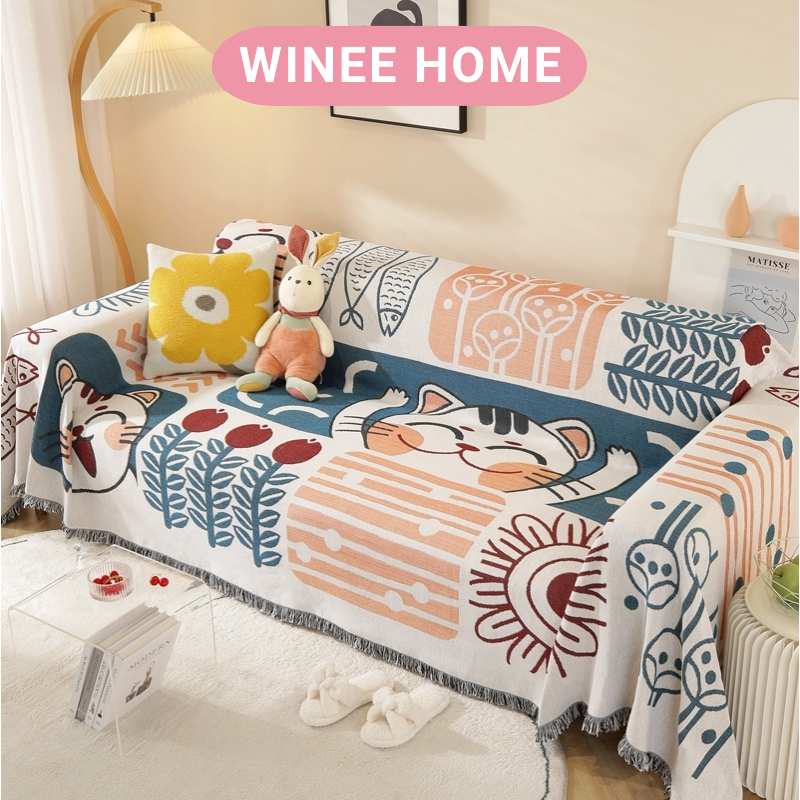 Khăn trải sofa thảm phủ sofa hoa văn hiện đại phù hợp 4 mùa